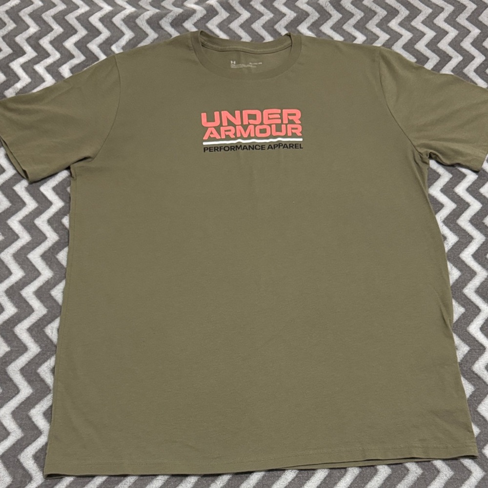 Under Armour Olive T-Shirt with Red Print